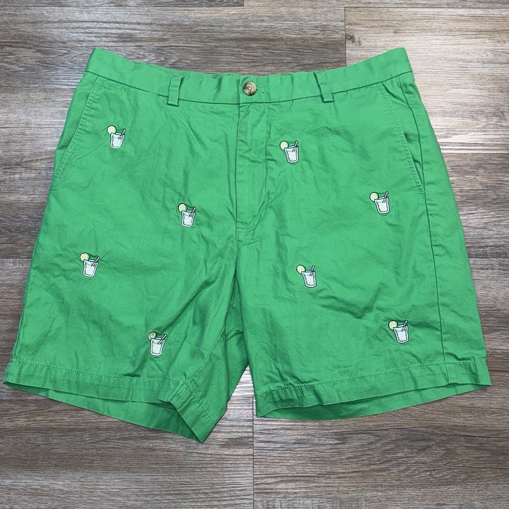 Vineyard Vines Breaker Shorts Mens W34 Green Embroidered Caipirinha Cocktail